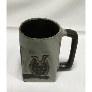Mara Mexico Owl Square Coffee Mug Cup 12 oz Gray Brown Earth Tones Owl Lover